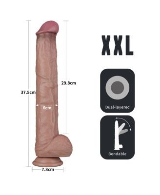 Lovetoy Dual Layer Silicone Nature Cock - Realistyczne Cieliste Dildo XXL - 36 cm