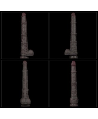 Lovetoy Dual Layer Bendable - Realistyczne Czarne Dildo XXL - 40 cm