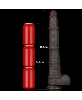 Lovetoy Dual Layer Bendable - Realistyczne Czarne Dildo XXL - 40 cm