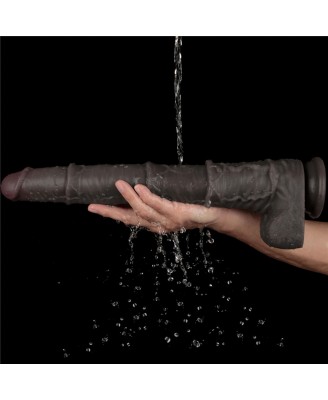 Lovetoy Dual Layer Bendable - Realistyczne Czarne Dildo XXL - 40 cm