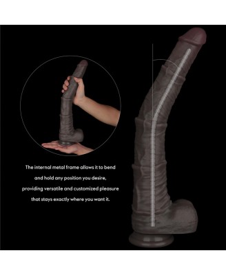 Lovetoy Dual Layer Bendable - Realistyczne Czarne Dildo XXL - 40 cm