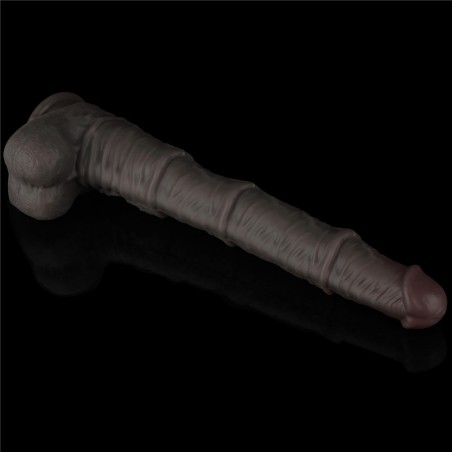 16'' Dual Layered Bendable Silicone Cock XXL(Black)