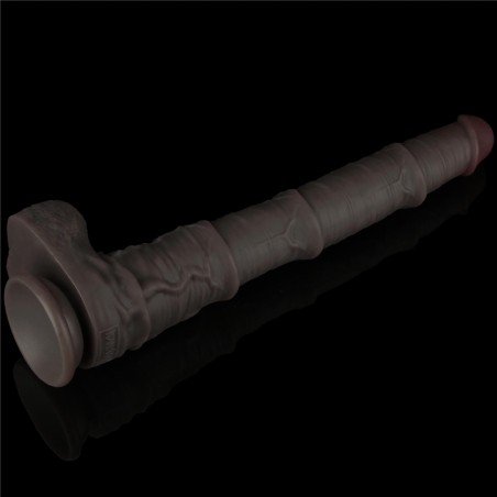 16'' Dual Layered Bendable Silicone Cock XXL(Black)