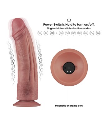 Lovetoy Dual-density Power Cock - Realistyczne Cieliste Dildo z Wibratorem - 27 cm