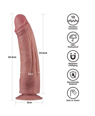 Lovetoy Dual-density Power Cock - Realistyczne Cieliste Dildo z Wibratorem - 27 cm