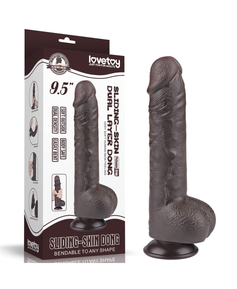 9.5'' Sliding Skin Dual Layer Dong Black