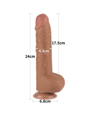 LoveToy Sliding Skin Dual Layer Dong - Karmelowe Realistyczne Dildo 24 cm