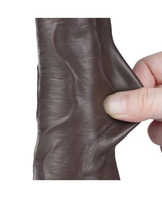 LoveToy Sliding Skin Dual Layer Dong - Realistyczne Czarne Dildo - 21 cm