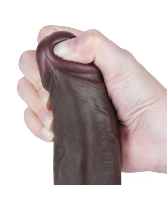 LoveToy Sliding Skin Dual Layer Dong - Realistyczne Czarne Dildo - 21 cm