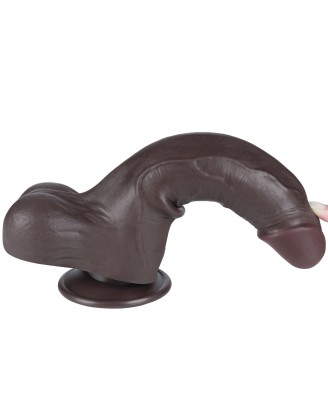 LoveToy Sliding Skin Dual Layer Dong - Realistyczne Czarne Dildo - 21 cm