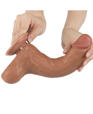 LoveToy Sliding Skin Dual Layer Dong - Realistyczne Brązowe Dildo - 21 cm