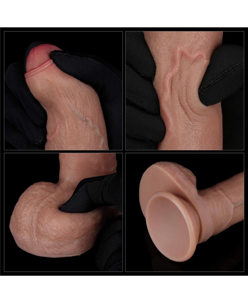 LoveToy Dual Layered Silicone Cock - Silikonowe Realistyczne Cieliste Dildo - 20 cm