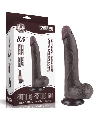 LoveToy Sliding Skin Dual Layer Dong - Realistyczne Czarne Dildo - 21 cm