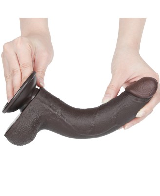 LoveToy Sliding Skin Dual Layer Dong - Realistyczne Czarne Dildo - 21 cm