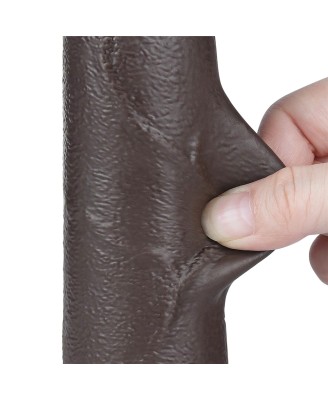 LoveToy Sliding Skin Dual Layer Dong - Realistyczne Czarne Dildo - 21 cm