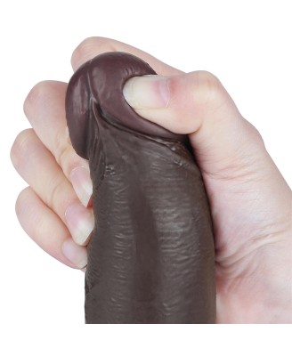 LoveToy Sliding Skin Dual Layer Dong - Realistyczne Czarne Dildo - 21 cm