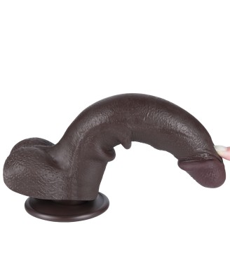LoveToy Sliding Skin Dual Layer Dong - Realistyczne Czarne Dildo - 21 cm