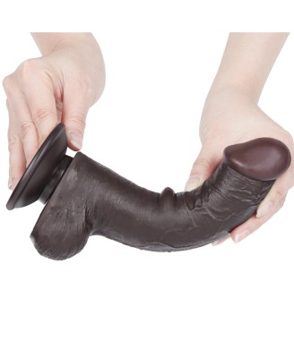 LoveToy Sliding Skin Dual Layer Dong - Realistyczne Czarne Dildo - 20 cm
