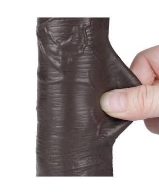 LoveToy Sliding Skin Dual Layer Dong - Realistyczne Czarne Dildo - 20 cm