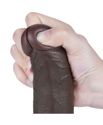 LoveToy Sliding Skin Dual Layer Dong - Realistyczne Czarne Dildo - 20 cm