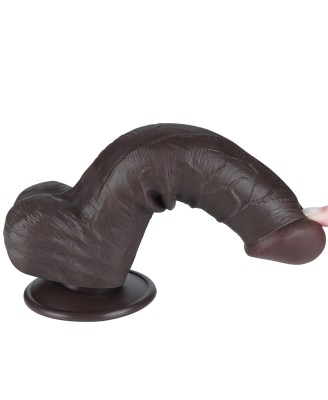 LoveToy Sliding Skin Dual Layer Dong - Realistyczne Czarne Dildo - 20 cm