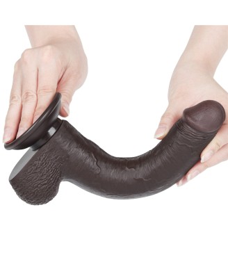 LoveToy Sliding Skin Dual Layer Dong - Realistyczne Czarne Dildo - 22 cm