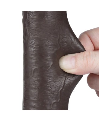 LoveToy Sliding Skin Dual Layer Dong - Realistyczne Czarne Dildo - 22 cm