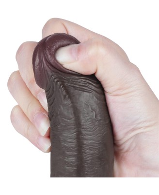 LoveToy Sliding Skin Dual Layer Dong - Realistyczne Czarne Dildo - 22 cm