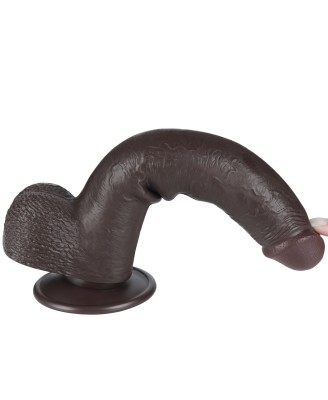 LoveToy Sliding Skin Dual Layer Dong - Realistyczne Czarne Dildo - 22 cm