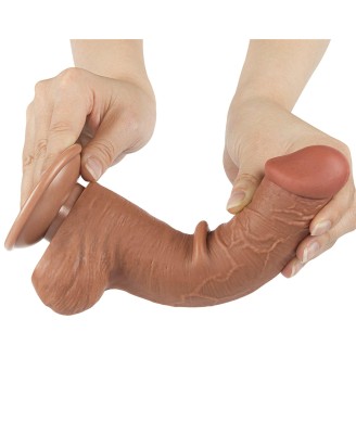 LoveToy Sliding Skin Dual Layer Dong - Realistyczne Brązowe Dildo - 20 cm