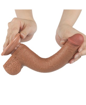 LoveToy Sliding Skin Dual Layer Dong - Realistyczne Brązowe Dildo - 22 cm