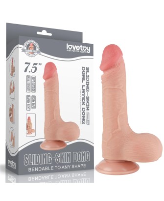 LoveToy Sliding Skin Dual Layer Dong - Realistyczne Cieliste Dildo - 19 cm