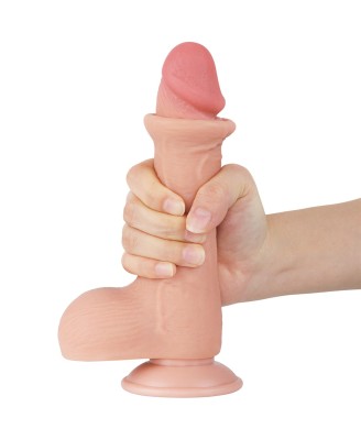 LoveToy Sliding Skin Dual Layer Dong - Realistyczne Cieliste Dildo - 19 cm