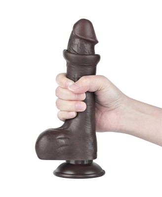 LoveToy Sliding Skin Dual Layer Dong - Realistyczne Czarne Dildo - 20 cm