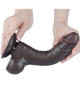 LoveToy Sliding Skin Dual Layer Dong - Realistyczne Czarne Dildo - 20 cm