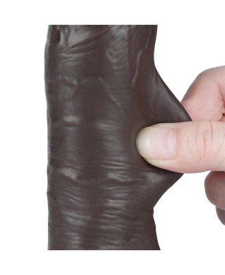 LoveToy Sliding Skin Dual Layer Dong - Realistyczne Czarne Dildo - 20 cm