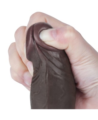 LoveToy Sliding Skin Dual Layer Dong - Realistyczne Czarne Dildo - 20 cm