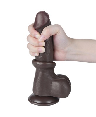 LoveToy Sliding Skin Dual Layer Dong - Realistyczne Czarne Dildo - 20 cm
