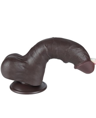 LoveToy Sliding Skin Dual Layer Dong - Realistyczne Czarne Dildo - 20 cm