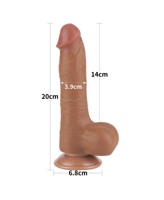 LoveToy Sliding Skin Dual Layer Dong - Realistyczne Brązowe Dildo - 20 cm