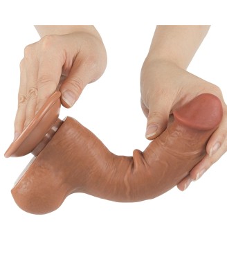 LoveToy Sliding Skin Dual Layer Dong - Realistyczne Brązowe Dildo - 20 cm