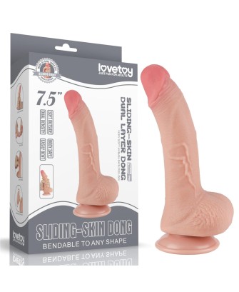 LoveToy Sliding Skin Dual Layer Dong - Realistyczne Cieliste Dildo - 19 cm