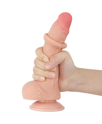 LoveToy Sliding Skin Dual Layer Dong - Realistyczne Cieliste Dildo - 19 cm