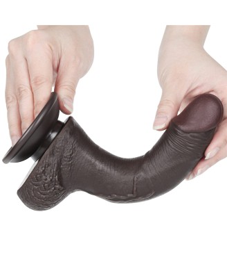 LoveToy Sliding Skin Dual Layer Dong - Realistyczne Czarne Dildo - 19 cm