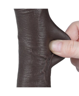 LoveToy Sliding Skin Dual Layer Dong - Realistyczne Czarne Dildo - 19 cm