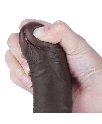 LoveToy Sliding Skin Dual Layer Dong - Realistyczne Czarne Dildo - 19 cm