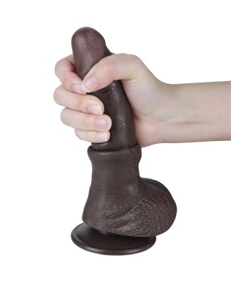 LoveToy Sliding Skin Dual Layer Dong - Realistyczne Czarne Dildo - 19 cm