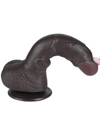 LoveToy Sliding Skin Dual Layer Dong - Realistyczne Czarne Dildo - 19 cm