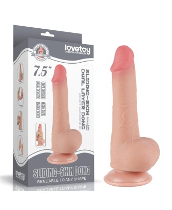 LoveToy Sliding Skin Dual Layer Dong - Realistyczne Cieliste Dildo - 19 cm
