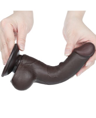 LoveToy Sliding Skin Dual Layer Dong - Realistyczne Czarne Dildo - 19 cm